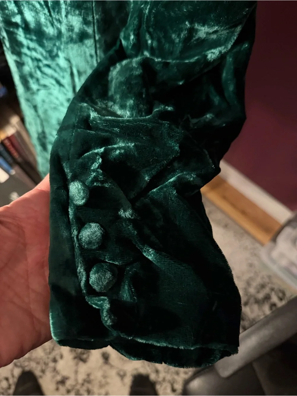 Luxurious Emerald Green long crushed Velvet Blazer- vintage goth vampire